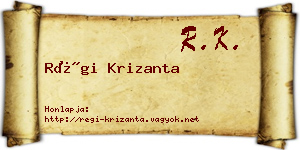 Régi Krizanta névjegykártya